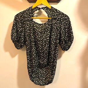 Floral open back blouse